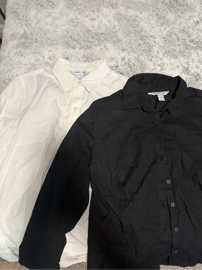 Old Navy Classic Button Down Shirt Bundle Size M Black + Cream
